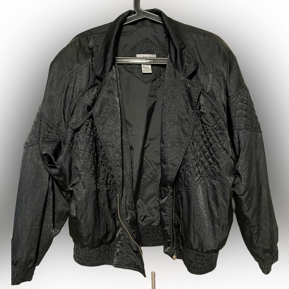 Vintage LAVON Bomber Jacket - Black Sheen